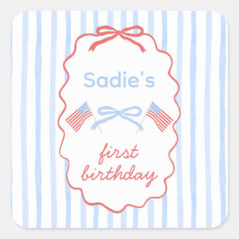 Adesivo Quadrado Aniversário de 4 de Julho