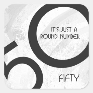 Adesivo Quadrado Aniversário de 50 Décadas Branco