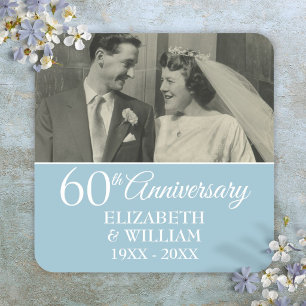 Adesivo Quadrado Aniversário de 60 anos de Casamento Foto Elegante