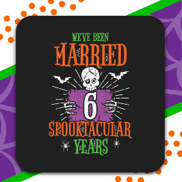 Adesivo Quadrado Aniversário de 6 anos de casamento Halloween Spook