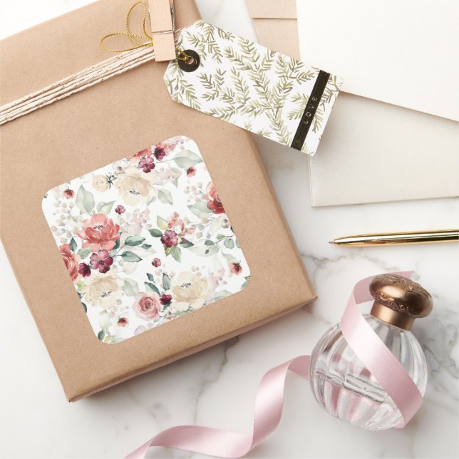 Adesivo Quadrado Aniversário de 7 de flor selvagem (Presentear)