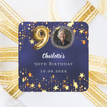 aniversário de 90 anos foto estrelas douradas azul
