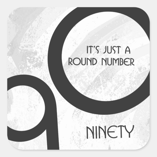 Adesivo Quadrado Aniversário de 90 Décadas Branco (Frente)