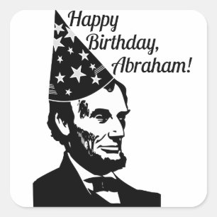 Adesivo Quadrado Aniversário de Abraham Lincoln