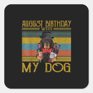 Adesivo Quadrado Aniversário De Agosto Com Meu Gordon Setter Dog 20