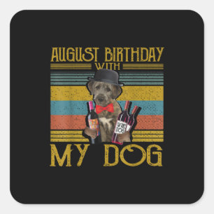 Adesivo Quadrado Aniversário De Agosto Com O Meu Cão De Wolfhound I