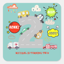 Adesivo Quadrado Aniversário de caminhões de honk