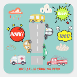 Adesivo Quadrado Aniversário de caminhões de honk