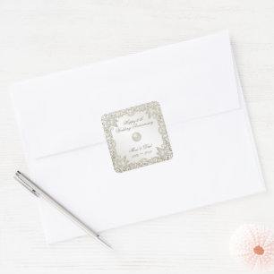 Adesivo Quadrado Aniversário de Casamento de 30 de Pérolas