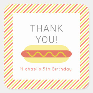 Adesivo Quadrado Aniversário de criança Amarelo Vermelho Moderno 