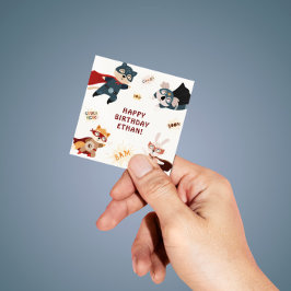 Adesivo Quadrado Aniversário de criança de Animais de Festa Cruzada