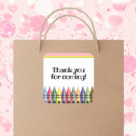 Adesivo Quadrado Aniversário de criança De Crayon Verde Muito Obrig