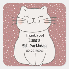 Adesivo Quadrado Aniversário de Gatinhos Bons e Modernos