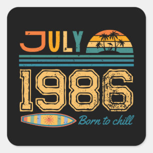 Adesivo Quadrado Aniversário de Julho Ano Personalizado 