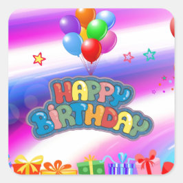 Adesivo Quadrado Aniversário de Placas de Papel