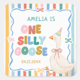 Adesivo Quadrado Aniversário de um ganso bobo