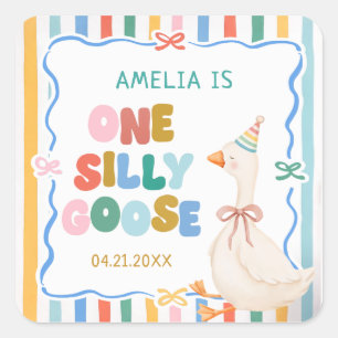 Adesivo Quadrado Aniversário de um ganso bobo