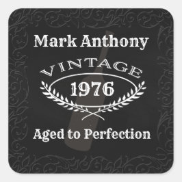 Adesivo Quadrado Aniversário de Vinho Envelhecido