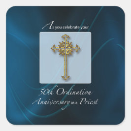 Adesivo Quadrado Aniversário do 50º Jubileu Ordination do Padre