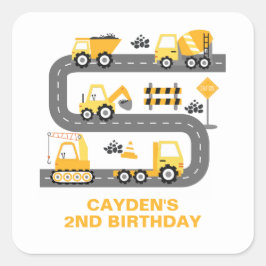 Adesivo Quadrado Aniversário do Caminhão de Construção
