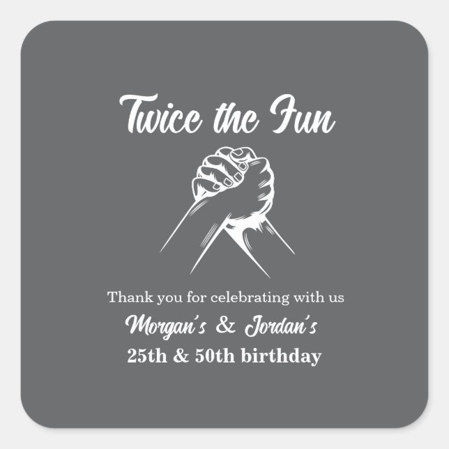 Adesivo Quadrado Aniversário do Colégio Moderno Mínimo de Mãos Cinz (Frente)