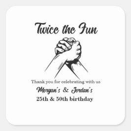 Adesivo Quadrado Aniversário do Colégio Moderno Mínimo de Mãos Cinz