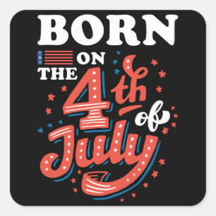 Adesivo Quadrado Aniversário do dia 4 de julho