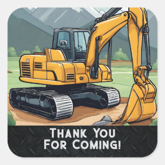 Adesivo Quadrado Aniversário do Digger do Equipamento de Construção