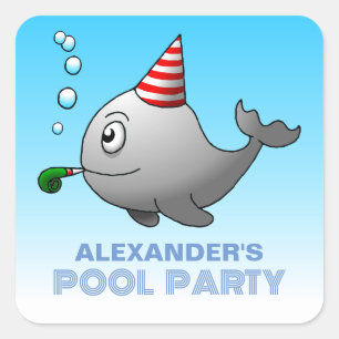 Adesivo Quadrado Aniversário do Partido piscina