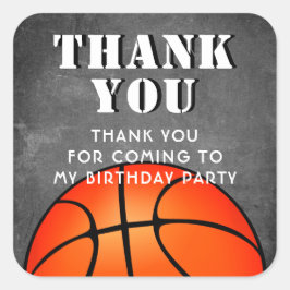 Adesivo Quadrado Aniversário do Quadro de Bola de Basquete Obrigado