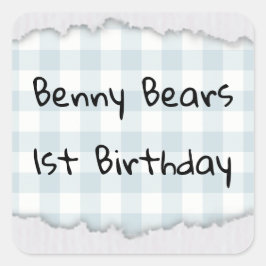 Adesivo Quadrado Aniversário do ursinho Peekaboo