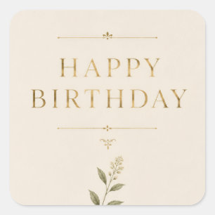 Adesivo Quadrado Aniversário Elegante Personalizado com Dourado Ant