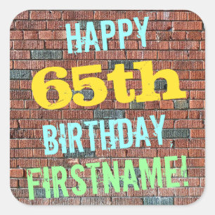 Adesivo Quadrado Aniversário inspirado grafites da parede de tijol