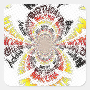 Adesivo Quadrado Aniversário Kaleidoscope Art Impressão