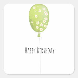 Adesivo Quadrado Aniversário Minimalista do Balão Verde