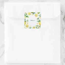 Adesivo Quadrado Aniversário moderno de limão amarelo-claro