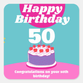 Adesivo Quadrado Aniversário Personalizado