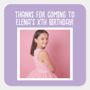 Adesivo Quadrado Aniversário Personalizado Adicionar Nome Fotográfi