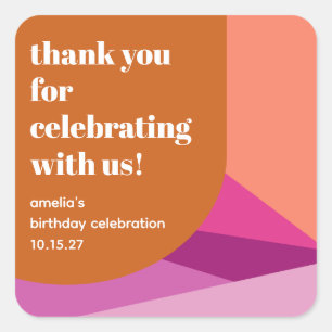 Adesivo Quadrado Aniversário Personalizado Da Arte Roxa Moderna Obr