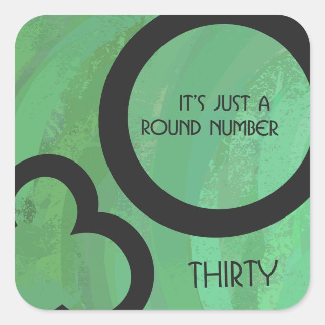 Adesivo Quadrado Aniversário verde de 30 décadas (Frente)