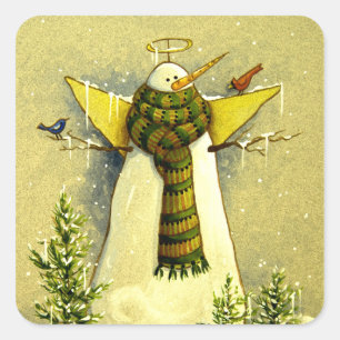 Adesivo Quadrado Anjo da neve 4894 & Natal dos pássaros