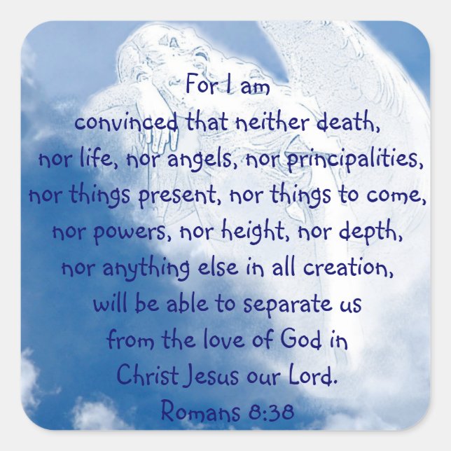 Adesivo Quadrado Anjo De Escrituras Inspiracional Em Nuvens, Romano (Frente)