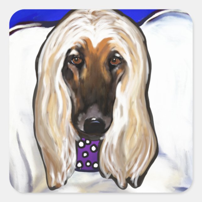 Adesivo Quadrado Anjo do Afghan Hound (Frente)