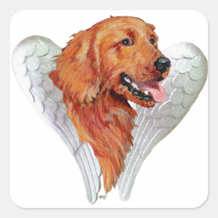 Adesivo Quadrado Anjo do Golden Retriever