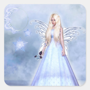 Adesivo Quadrado Anjo feminino em azul