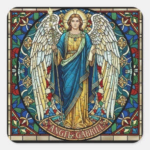 Adesivo Quadrado Anjo Gabriel Vidro Colorido Estilo Arcanjo Arte