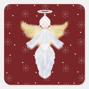 Adesivo Quadrado Anjo Natal e Flocos de Neve