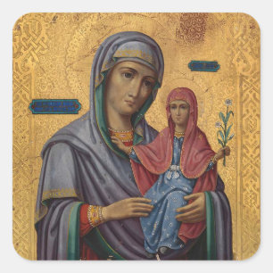Adesivo Quadrado Anna com o Ícone Ortodoxo de Theotokos