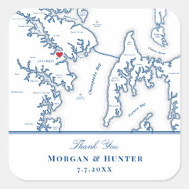 Adesivo Quadrado Annapolis Kent Island Map Marinho Weding Favor