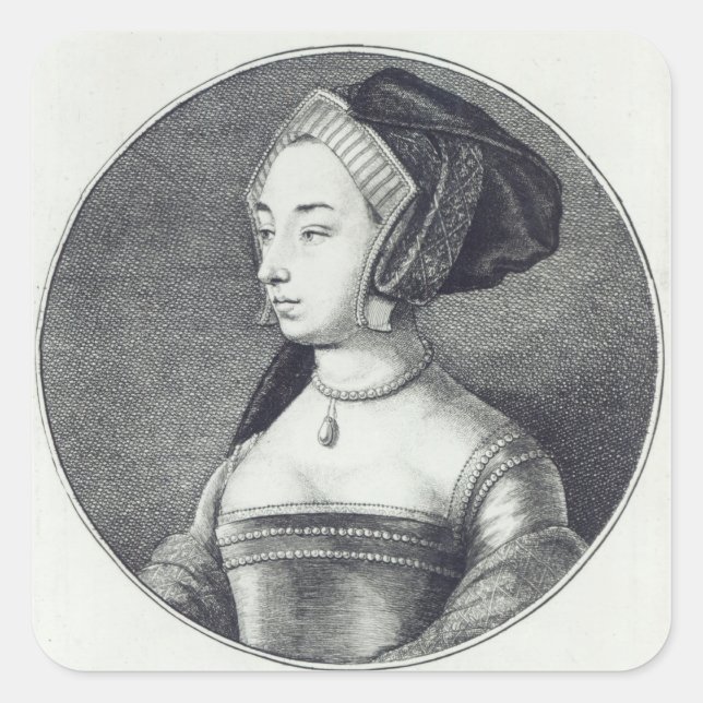 Adesivo Quadrado Anne Bolena, gravada por Wenceslaus Hollar, 1649 (Frente)